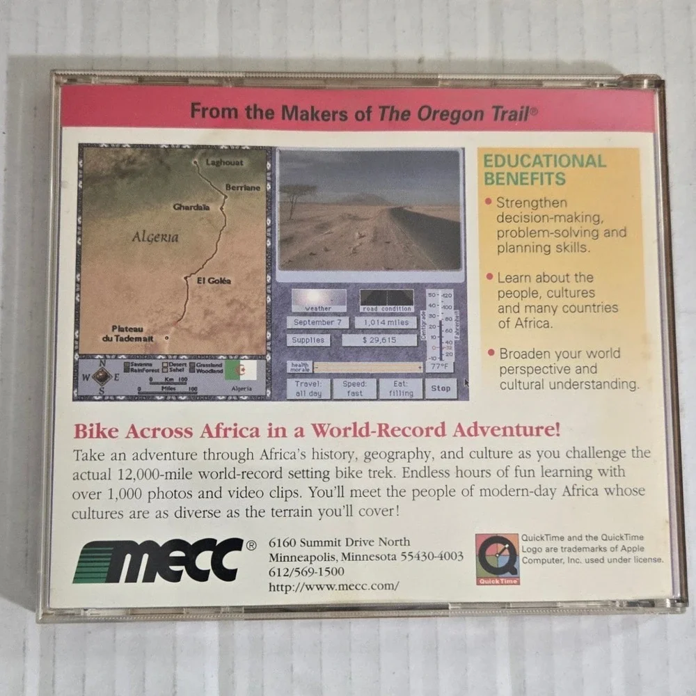 Africa Trail PC Game 1995 Windows Mac MECC Vintage Oregon Trail‎ Era (CIB)